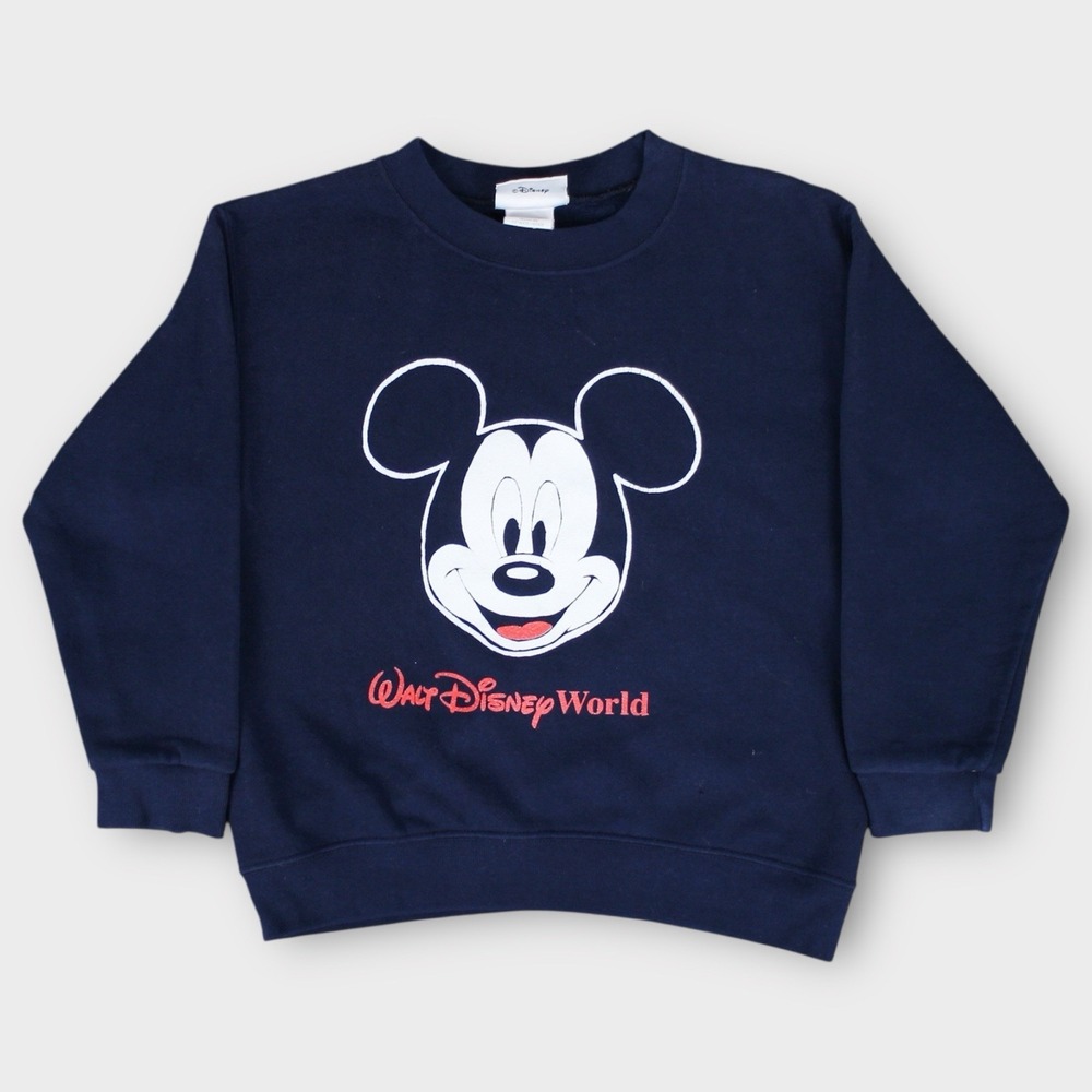 Vintage Mickey Mouse Walt Disney World Kids Sweatshirt‎ Navy Youth Medium 7/8